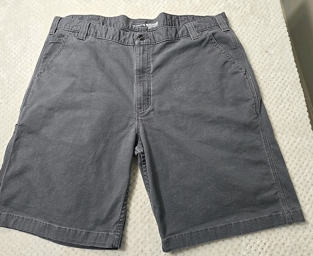 Carhartt Men's 42 Relaxed Fit Work Shorts Gray Utility Carpenter Stretch